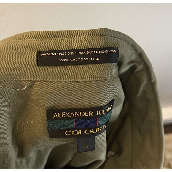 Vintage Colours by Alexander Julian Green Striped Button Up Shirt Size Large - Picture 2 of 7